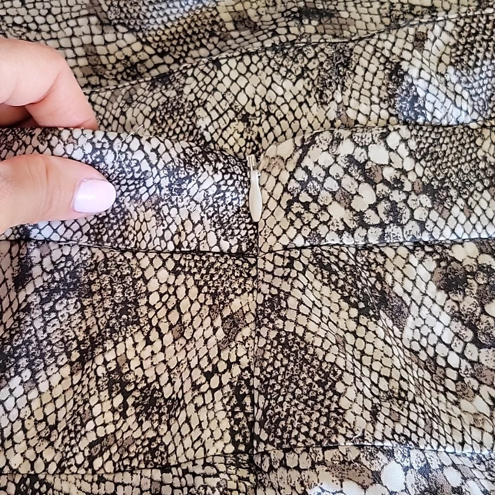 Free People Normani Grey Satin Snakeprint Ankle Midi Skirt Grunge Size‎ 4